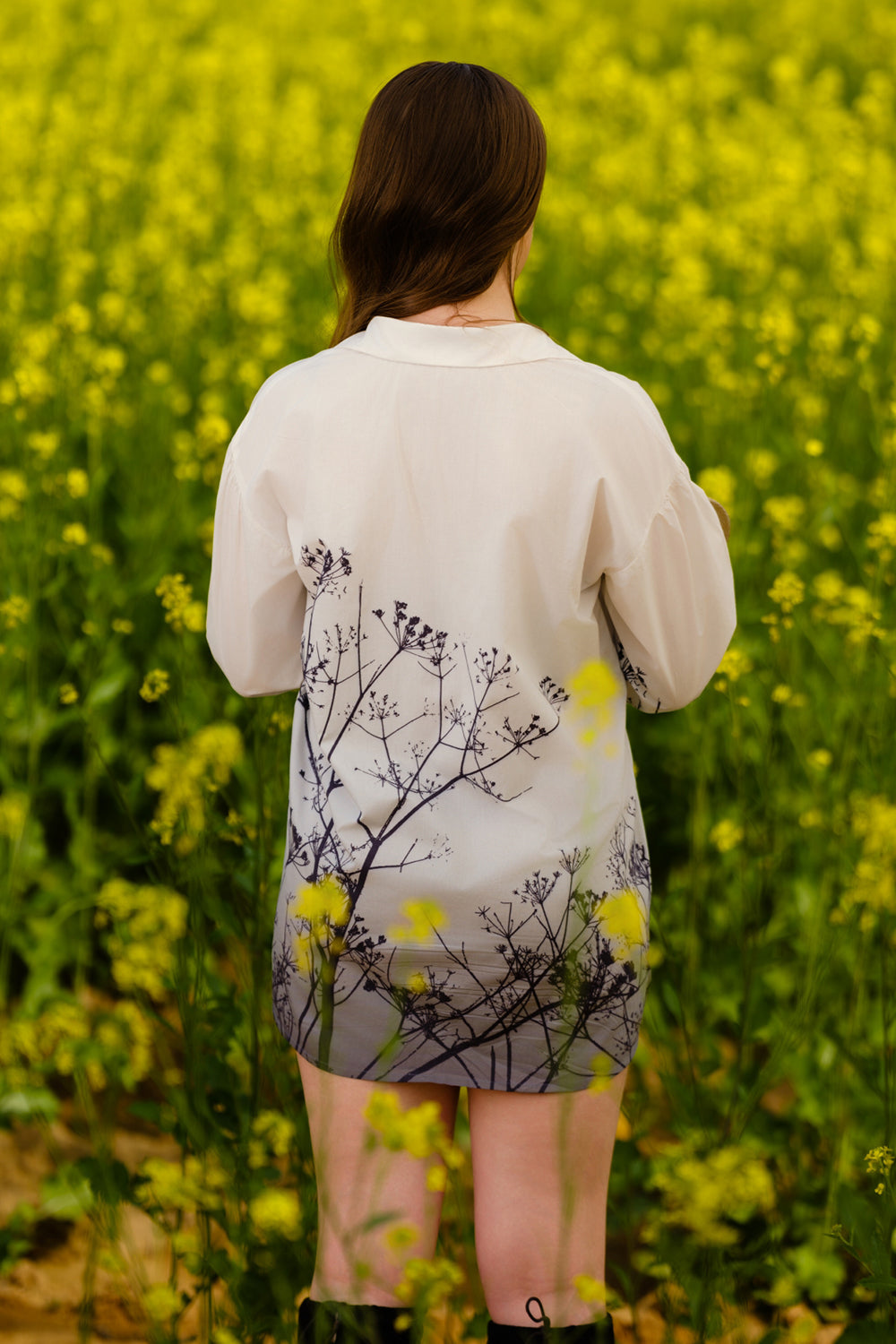Monochrome Meadow Long Shirt