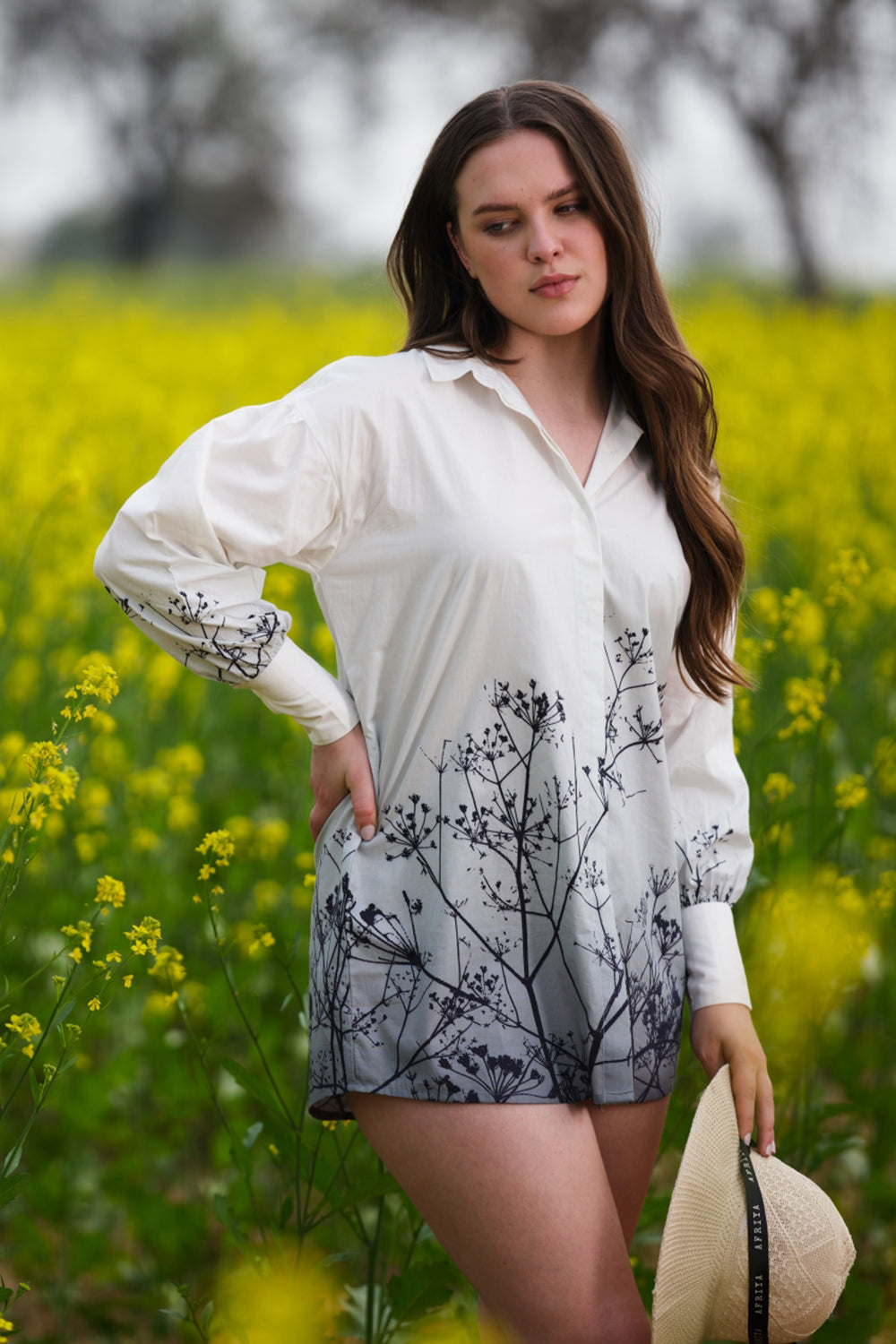 Monochrome Meadow Long Shirt
