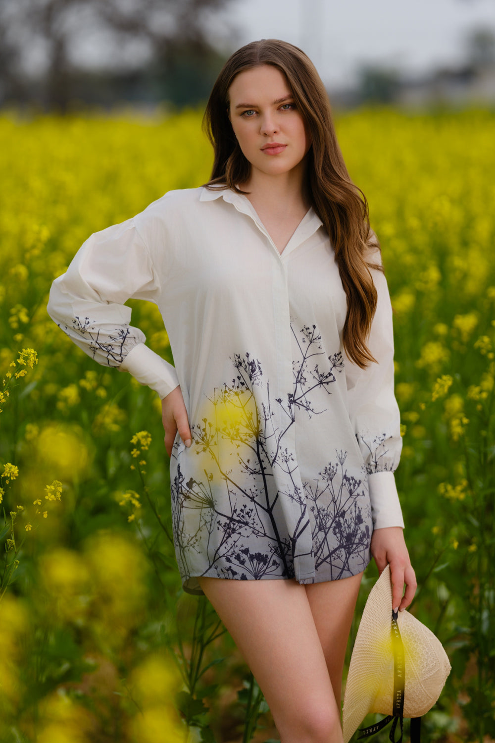 Monochrome Meadow Long Shirt