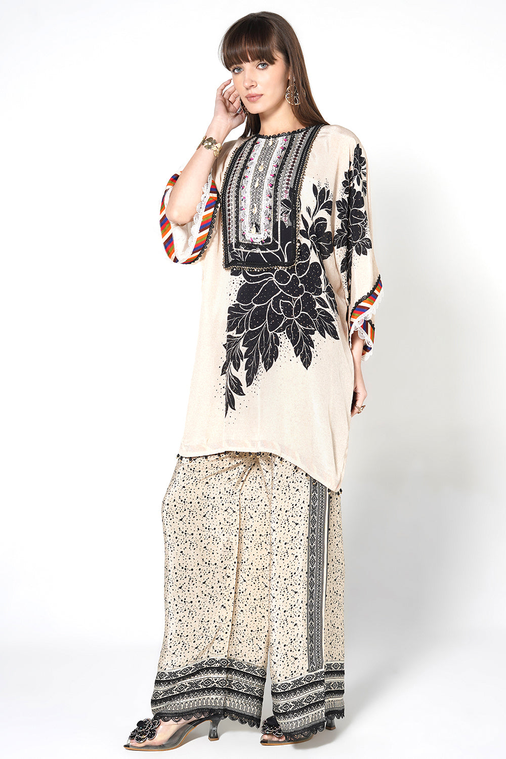 Mosaic Floral crepe Co-ord Set Contemporary Elegance