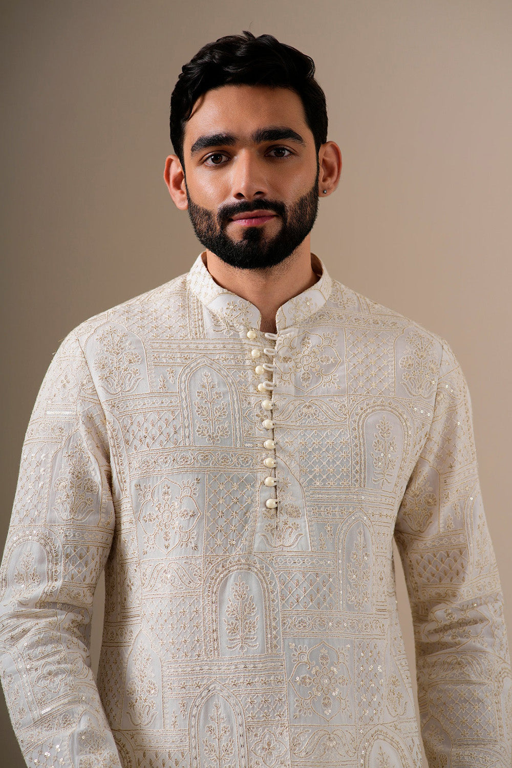 Mughal White & Gold Kurta Set