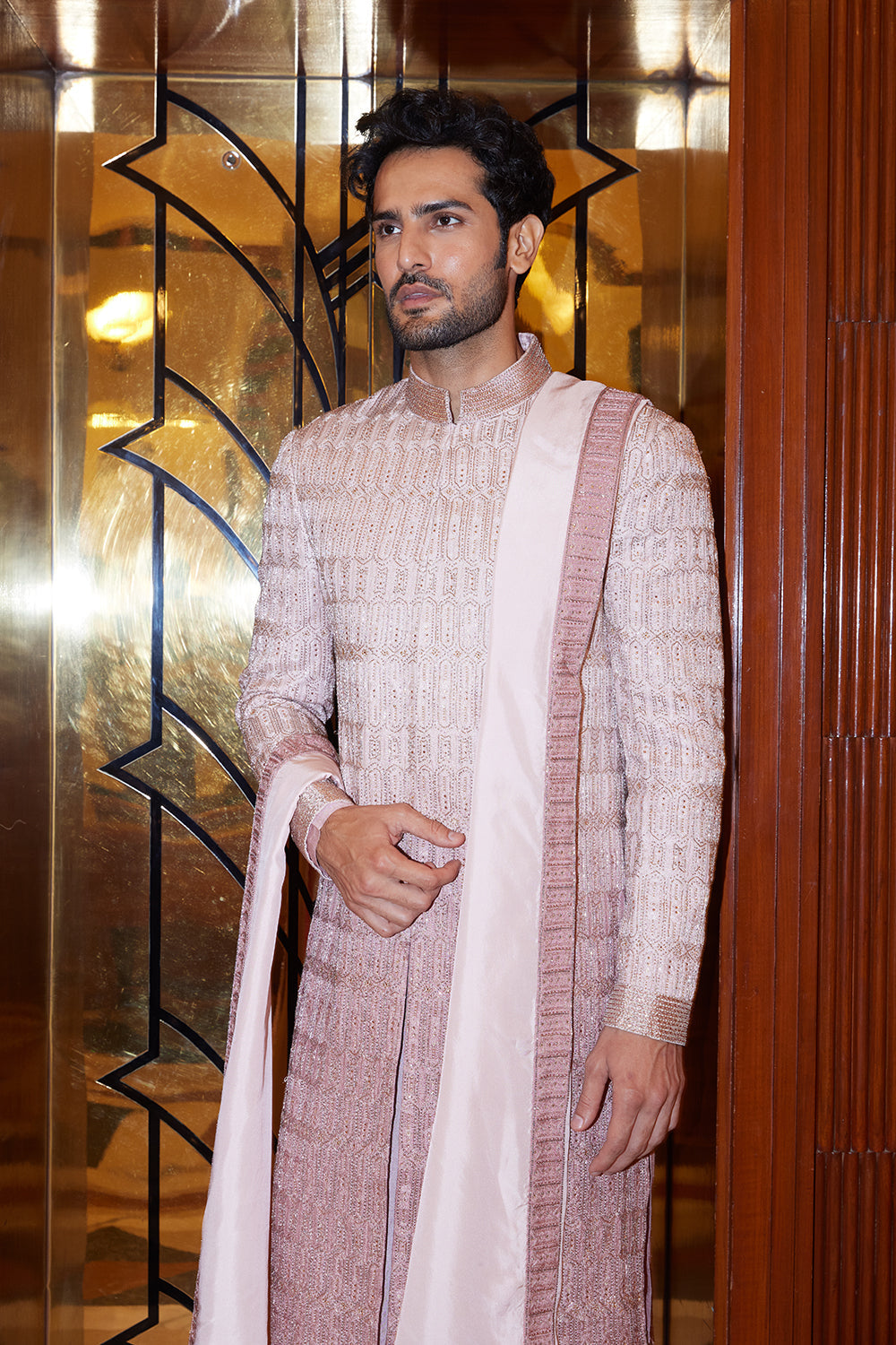 Mulberry  Sherwani Kurta Churidar Set