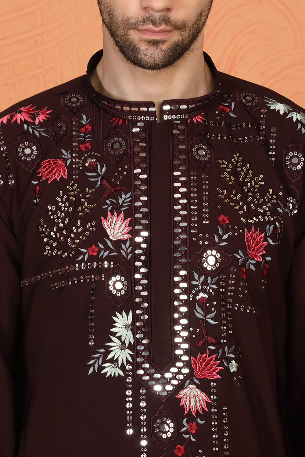 Multi Colored Flora Embroidered Kurta with Loose Fit Parallel Matching  Pants
