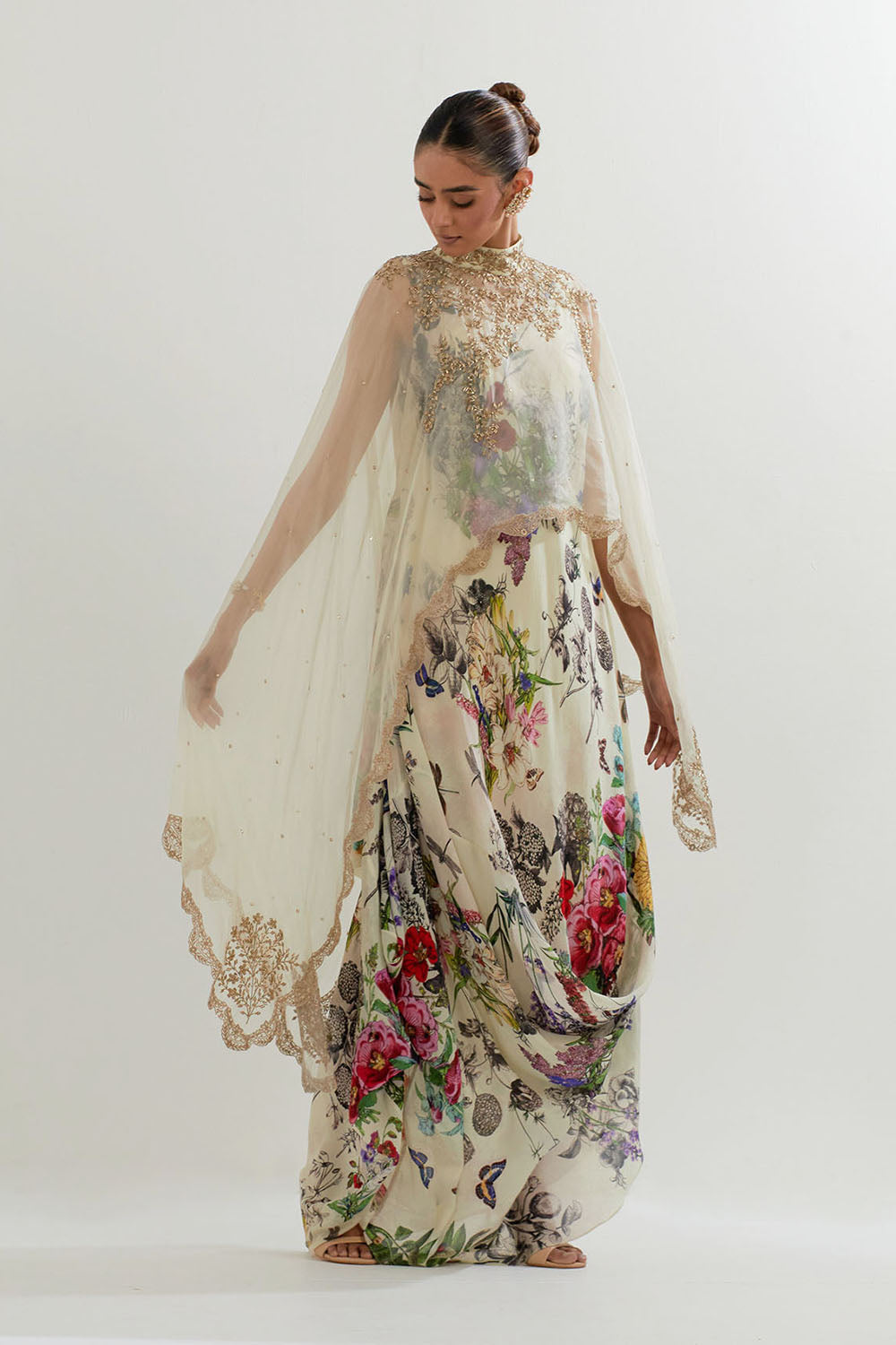 Multi Colour Cape With Dress