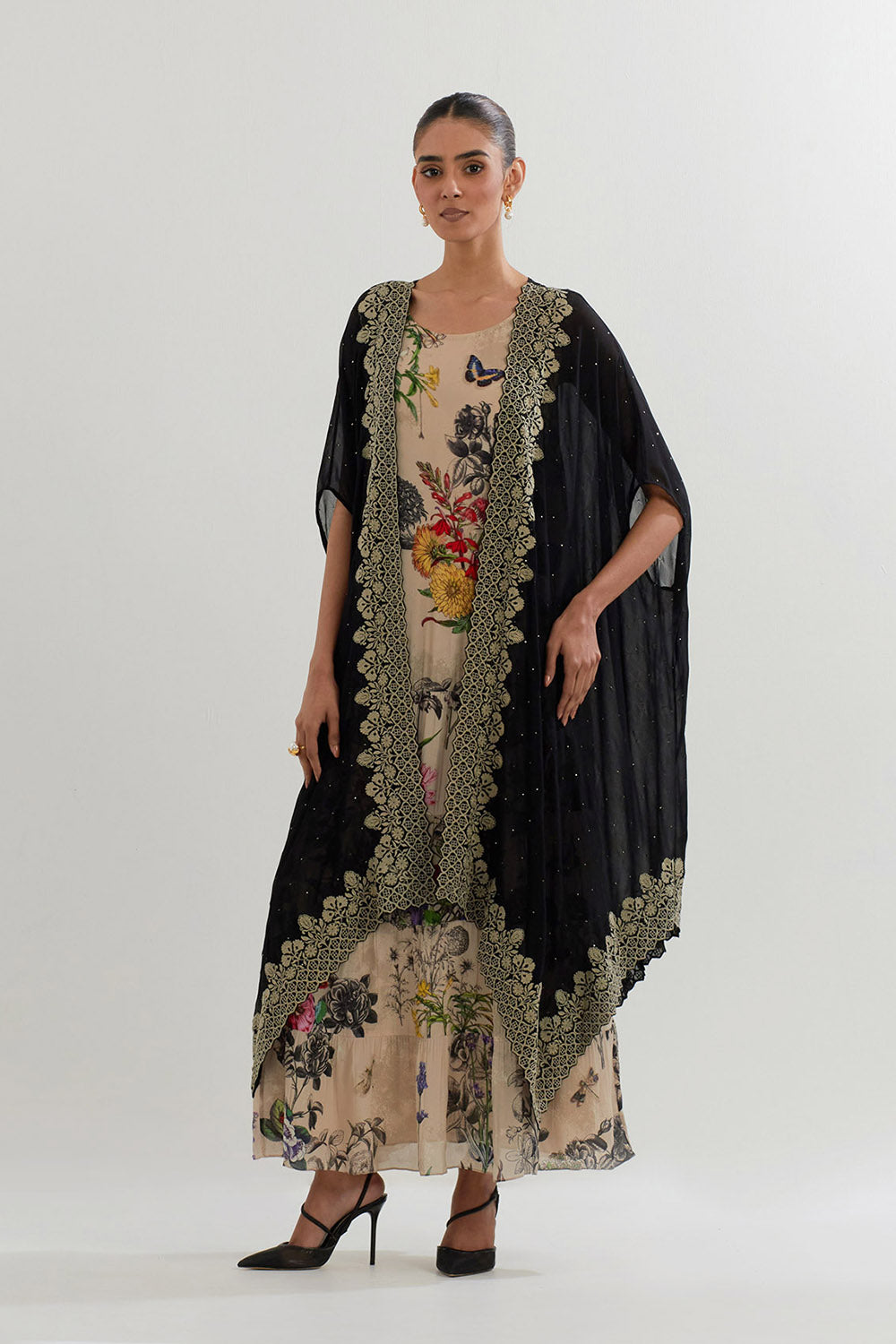 Multi Colour Cape With Dress