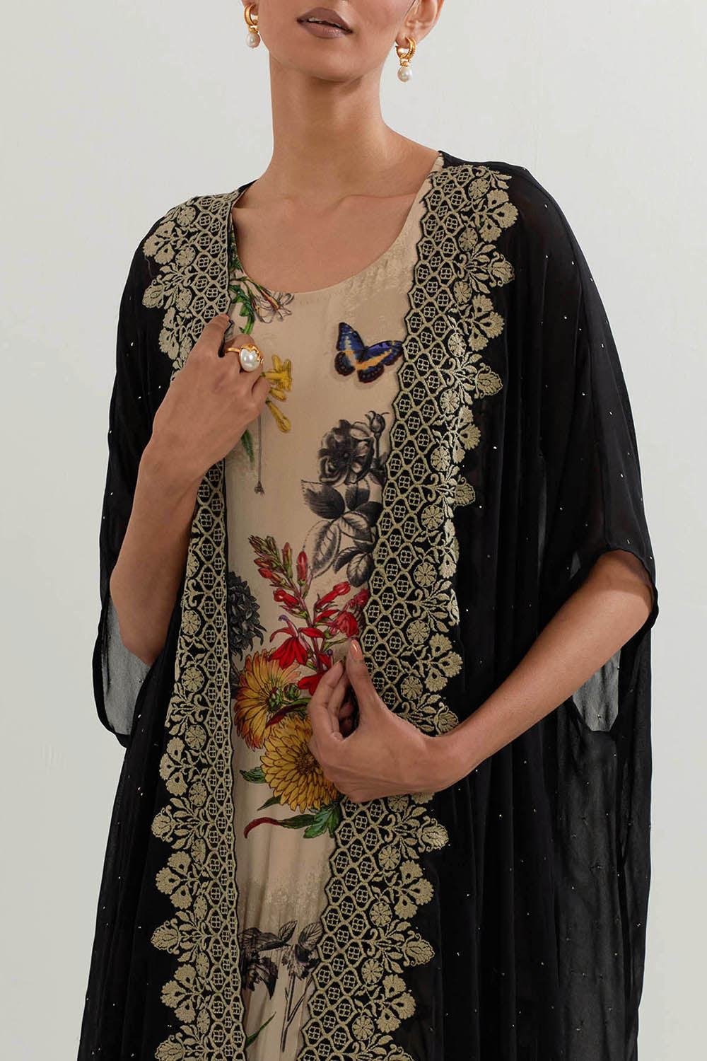 Multi Colour Cape With Dress