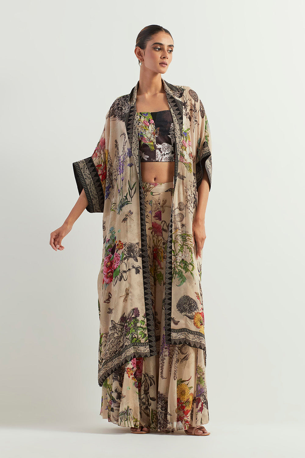 Multi Colour Cape With Inner And Sharara