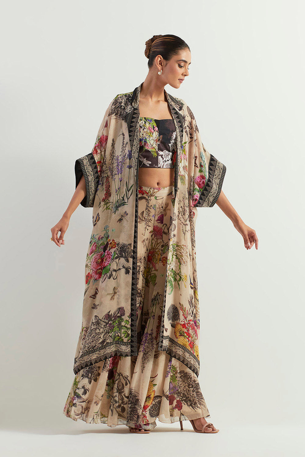 Multi Colour Cape With Inner And Sharara