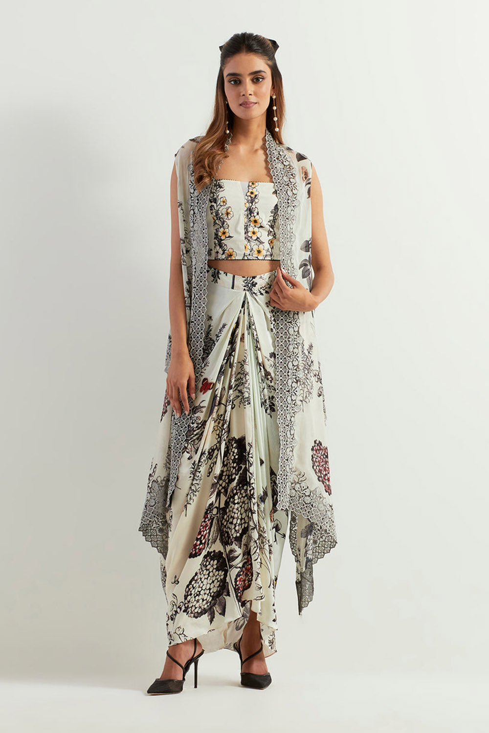 Multi Colour Cape With Inner And Skirt