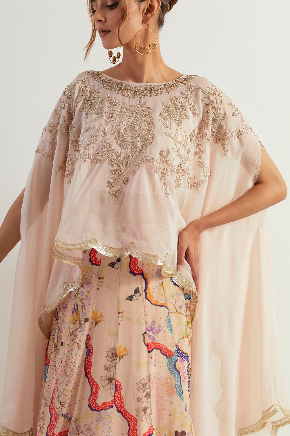 Multi Colour Cape With Inner And  Skirt