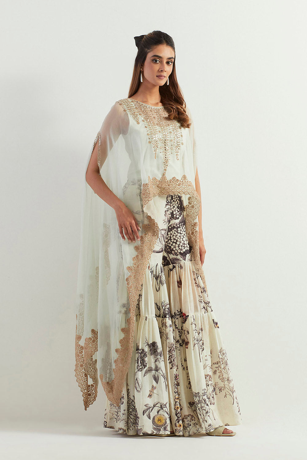 Multi Colour Cape With Sharara