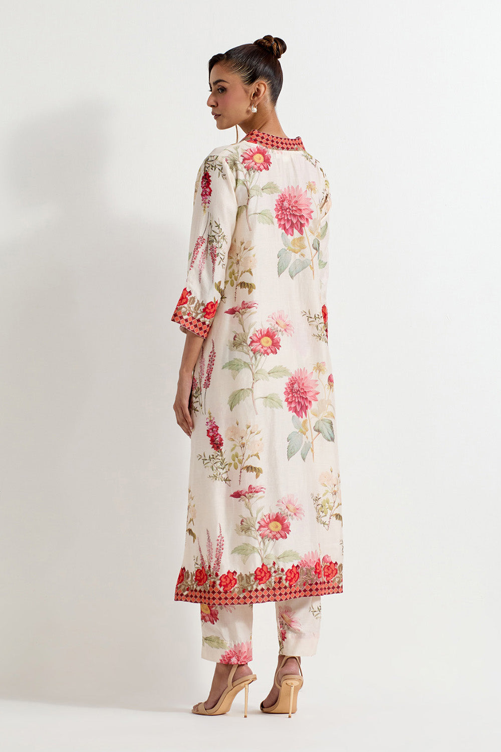 Multi Colour Chanderi Silk Kurta With Pants