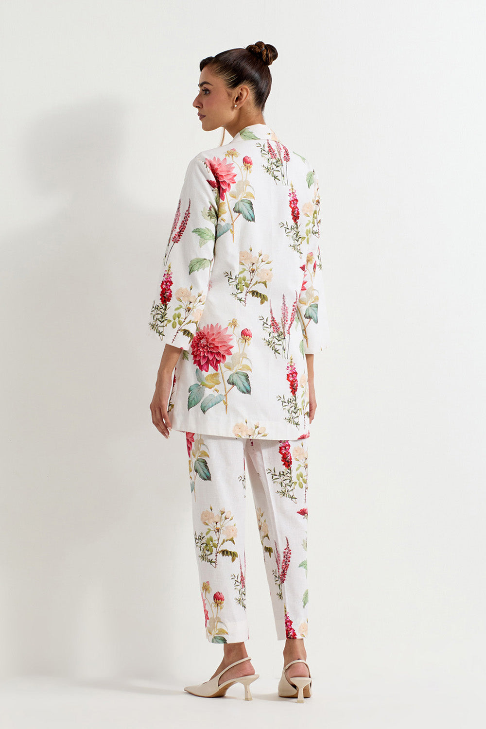 Multi Colour Cotton Linen Jacket With Pants