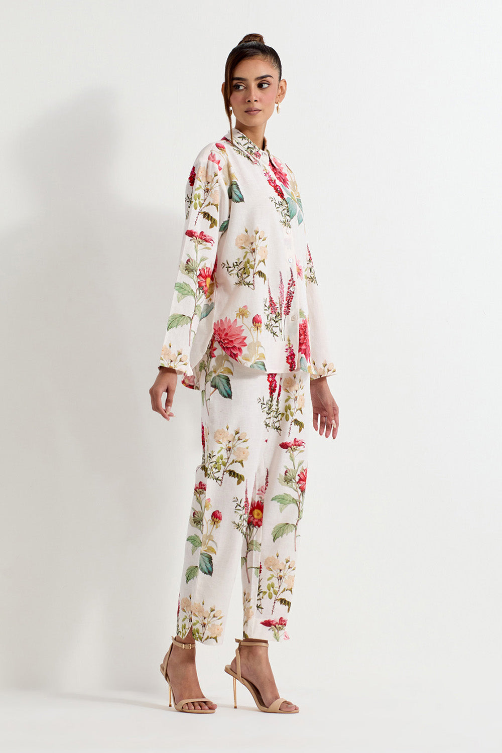 Multi Colour Cotton Linen Jacket With Pants