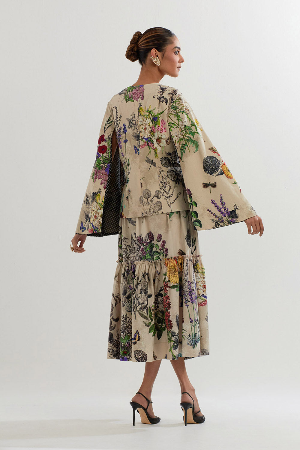 Multi Colour Jacket With Bustier And  Skirt