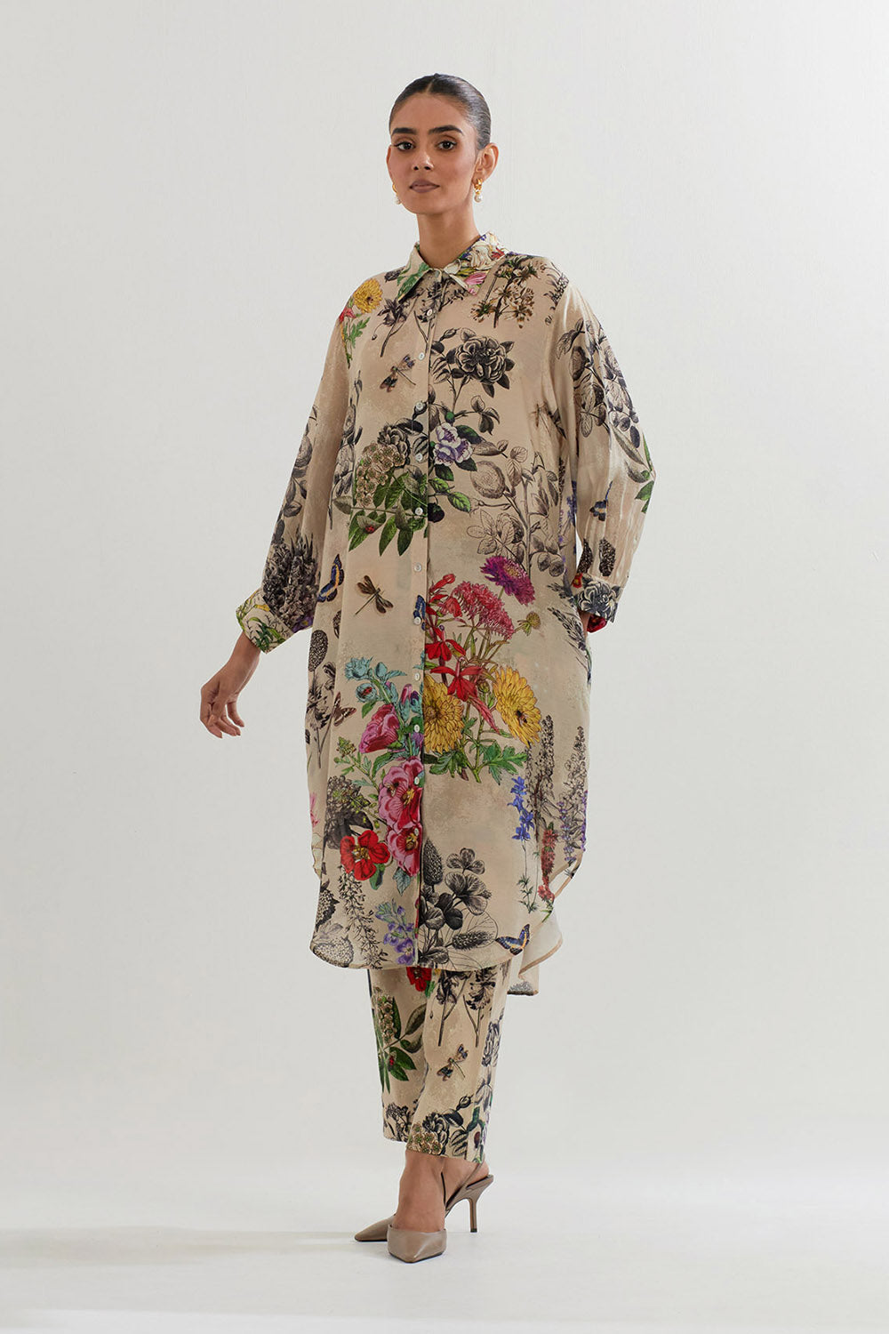 Multi Colour Long Shirt Tunic With Pant