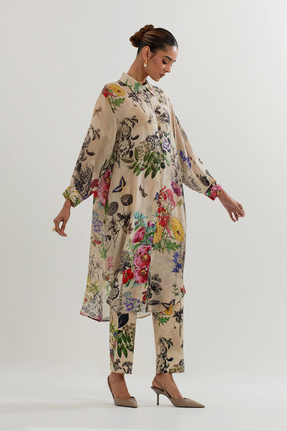 Multi Colour Long Shirt Tunic With Pant