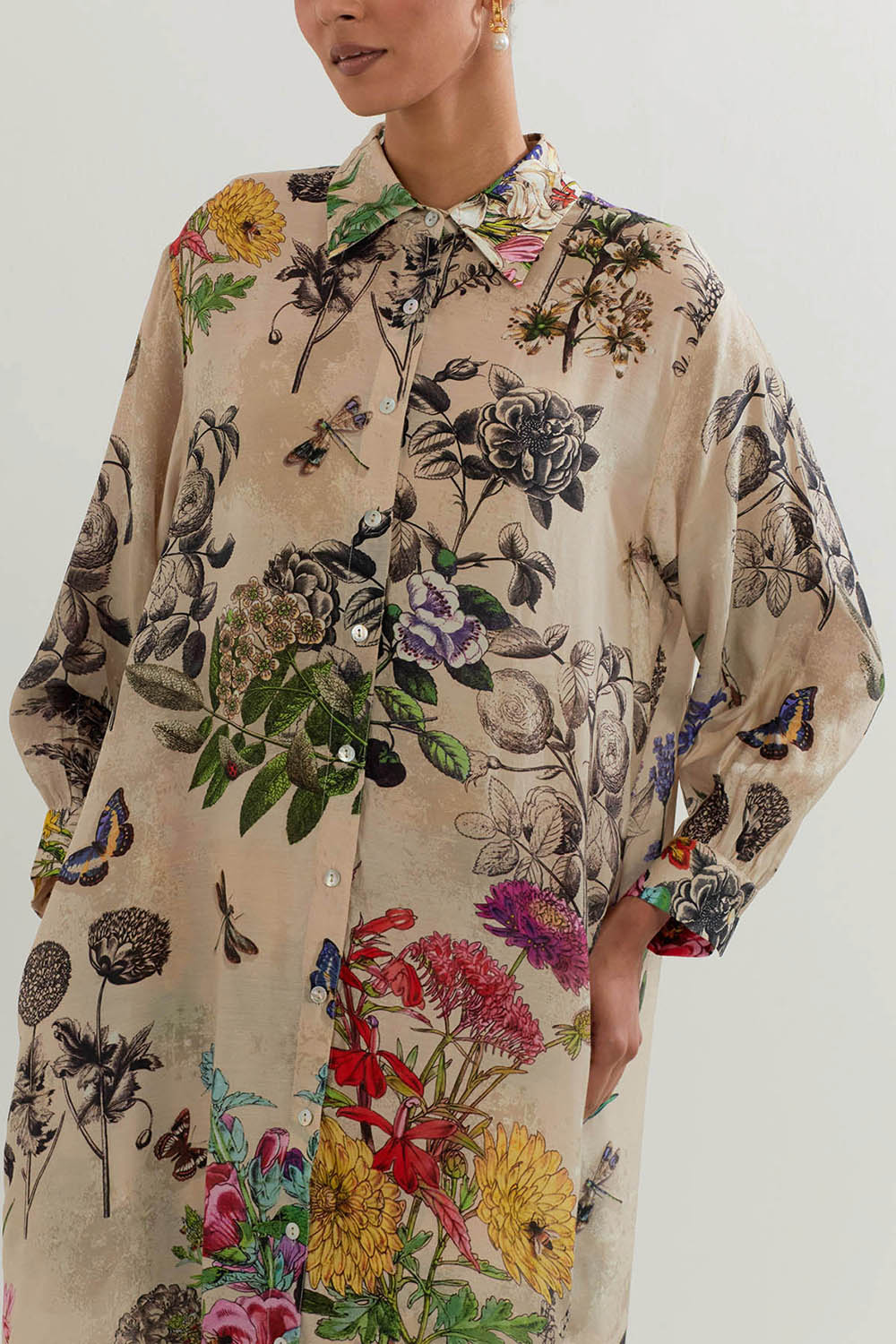 Multi Colour Long Shirt Tunic With Pant