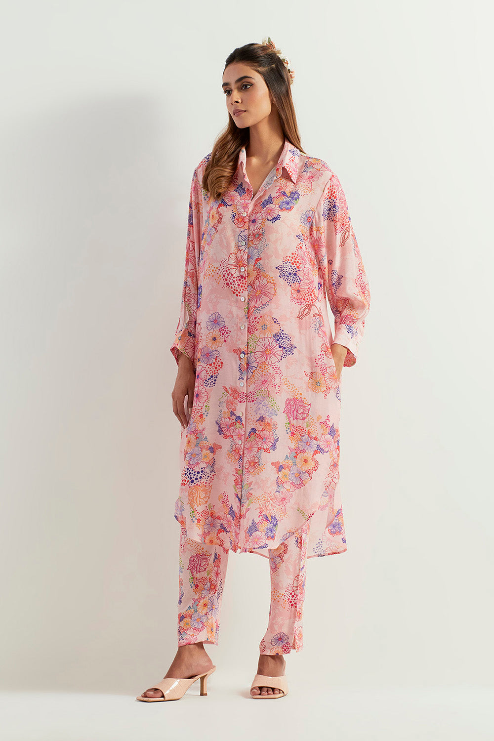 Multi Colour Long Shirt With Pants