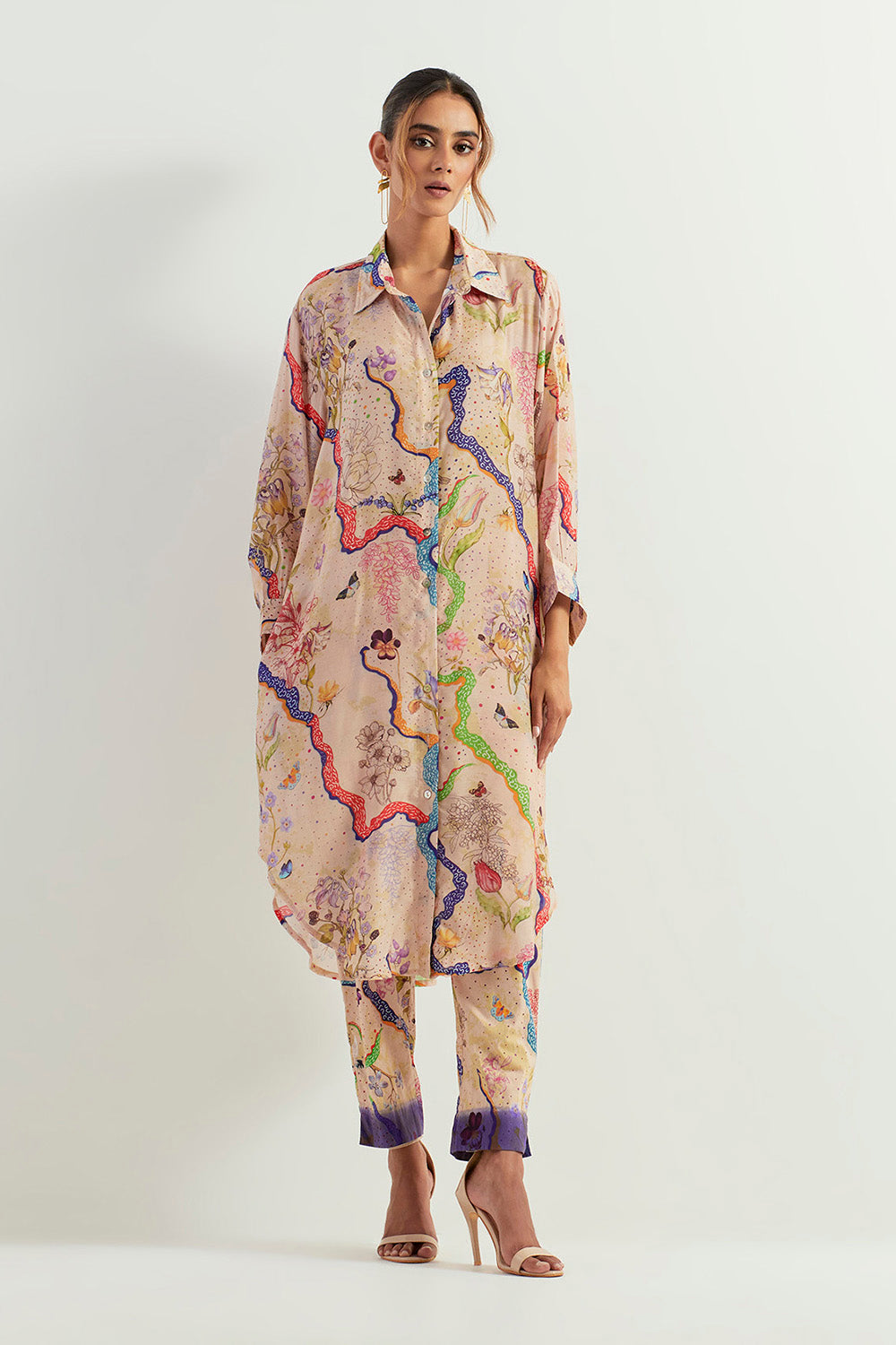 Multi Colour Long Shirt With Pants