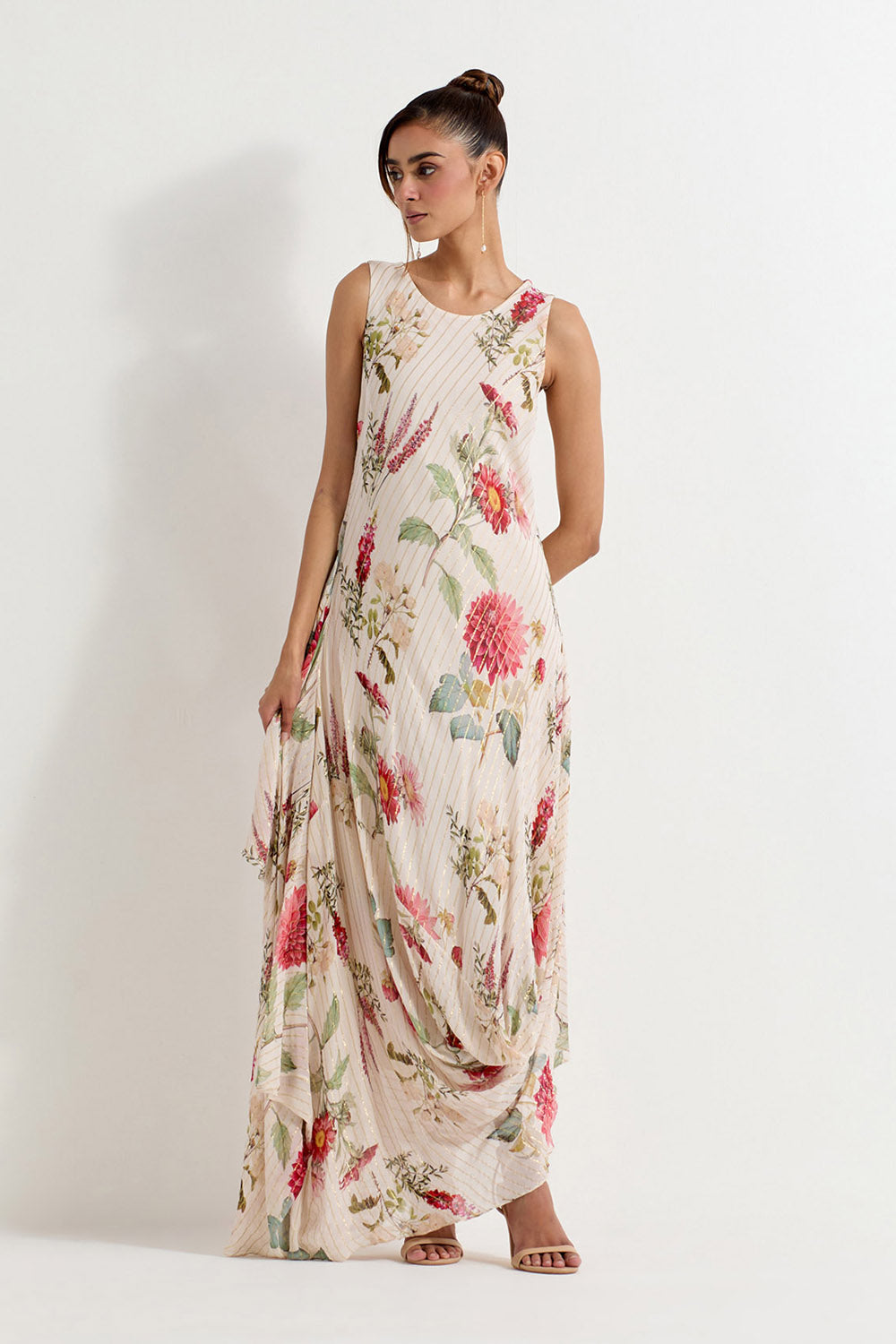 Multi Colour Lurex Georgette Dress