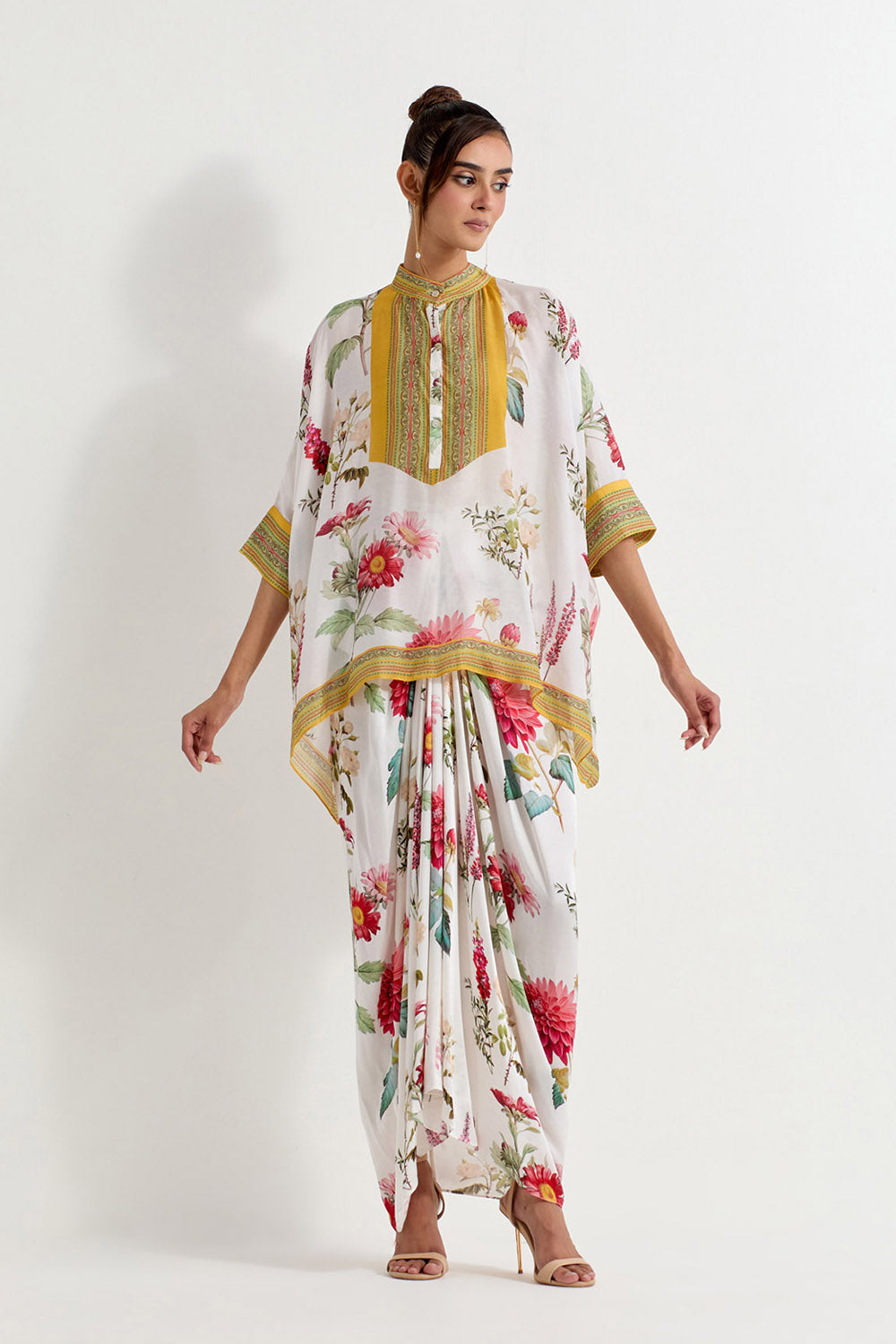 Multi Colour Modal Silk Top With Skirt