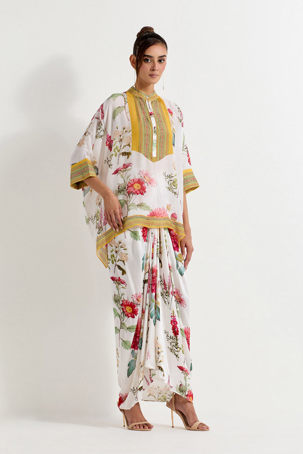 Multi Colour Modal Silk Top With Skirt
