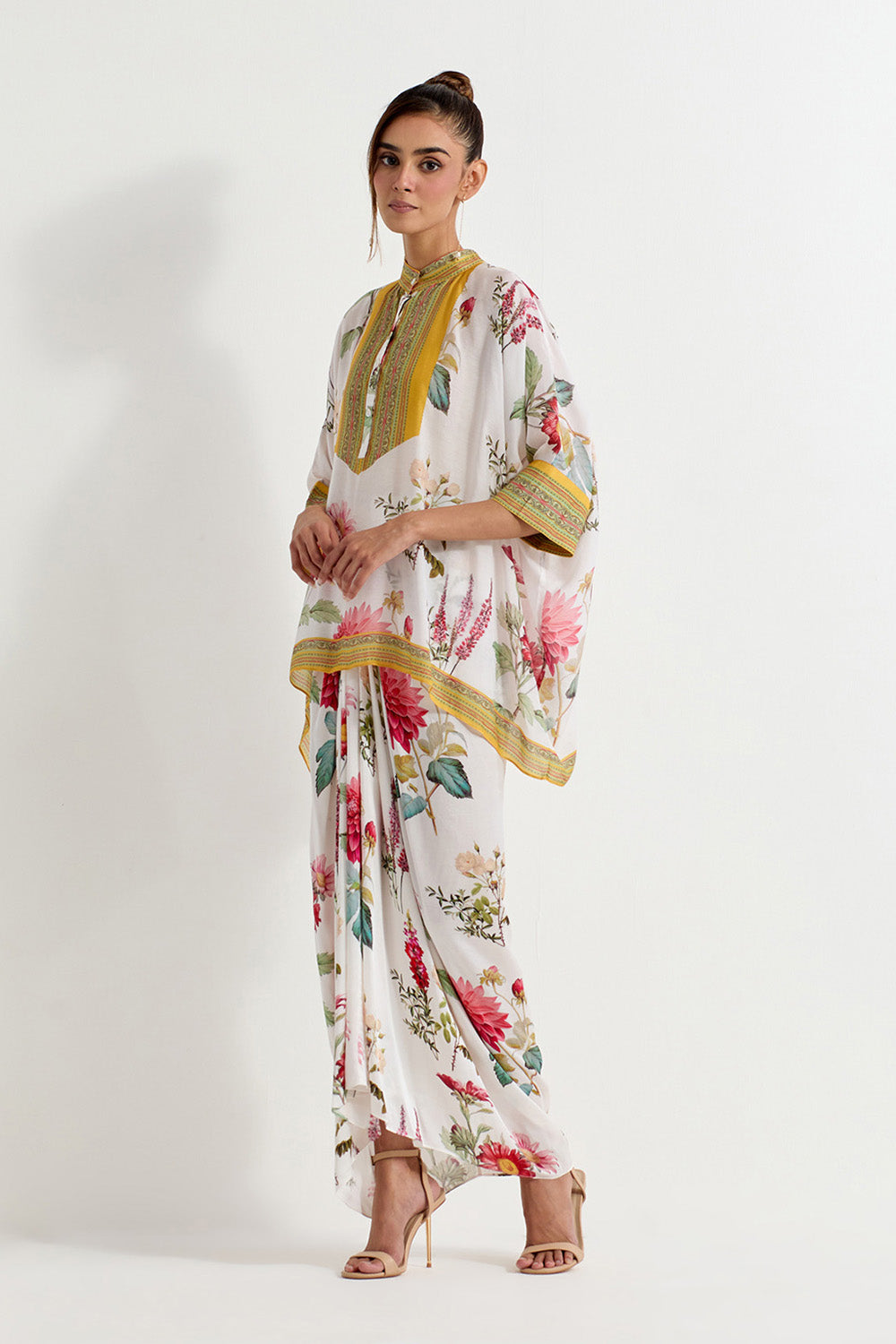 Multi Colour Modal Silk Top With Skirt