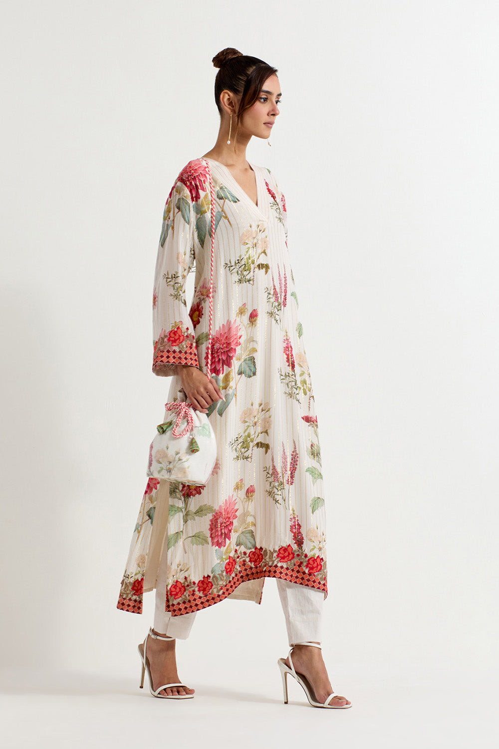 Multi Colour Modal Silk Top With Skirt