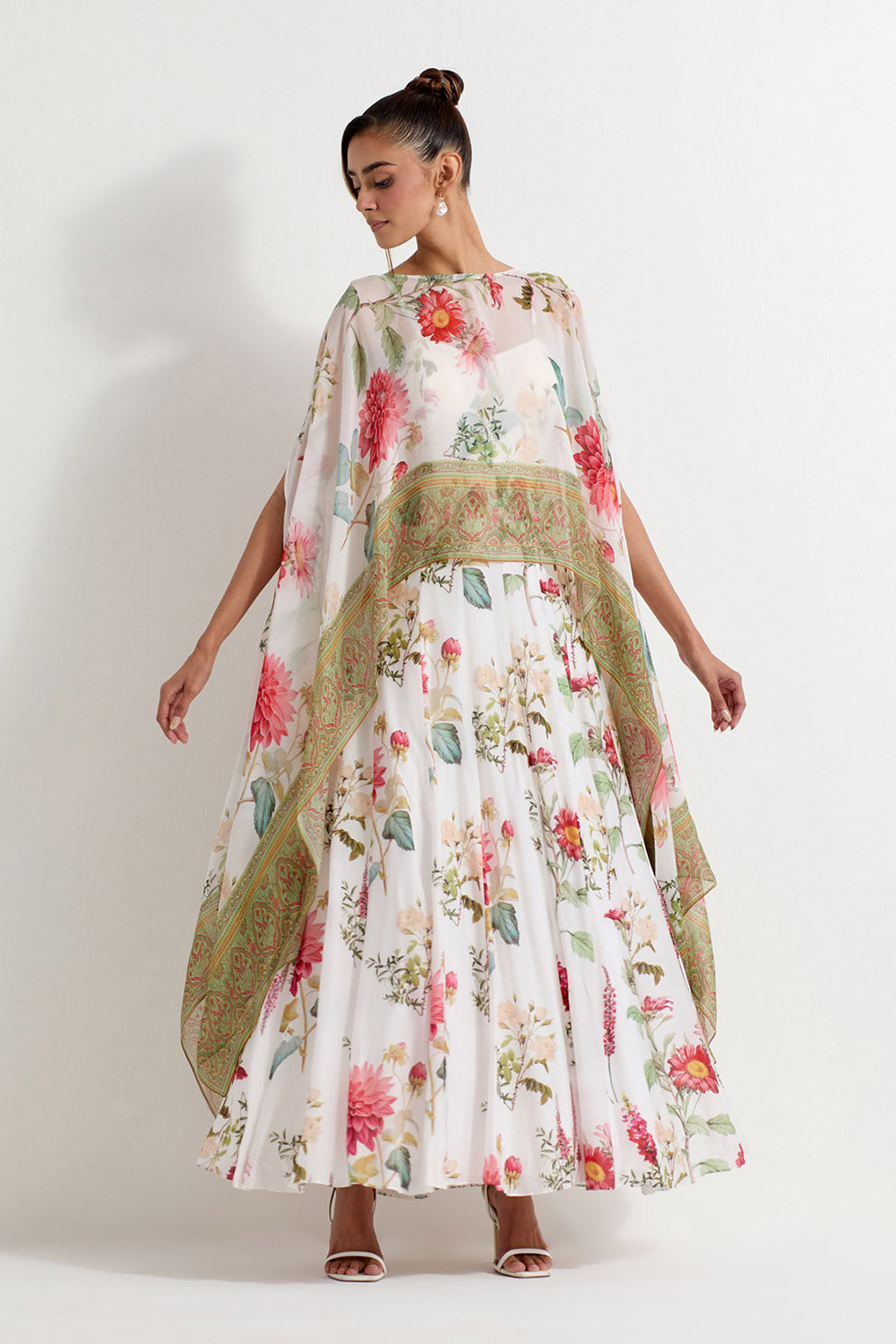 Multi Colour Organza Cape With Dress