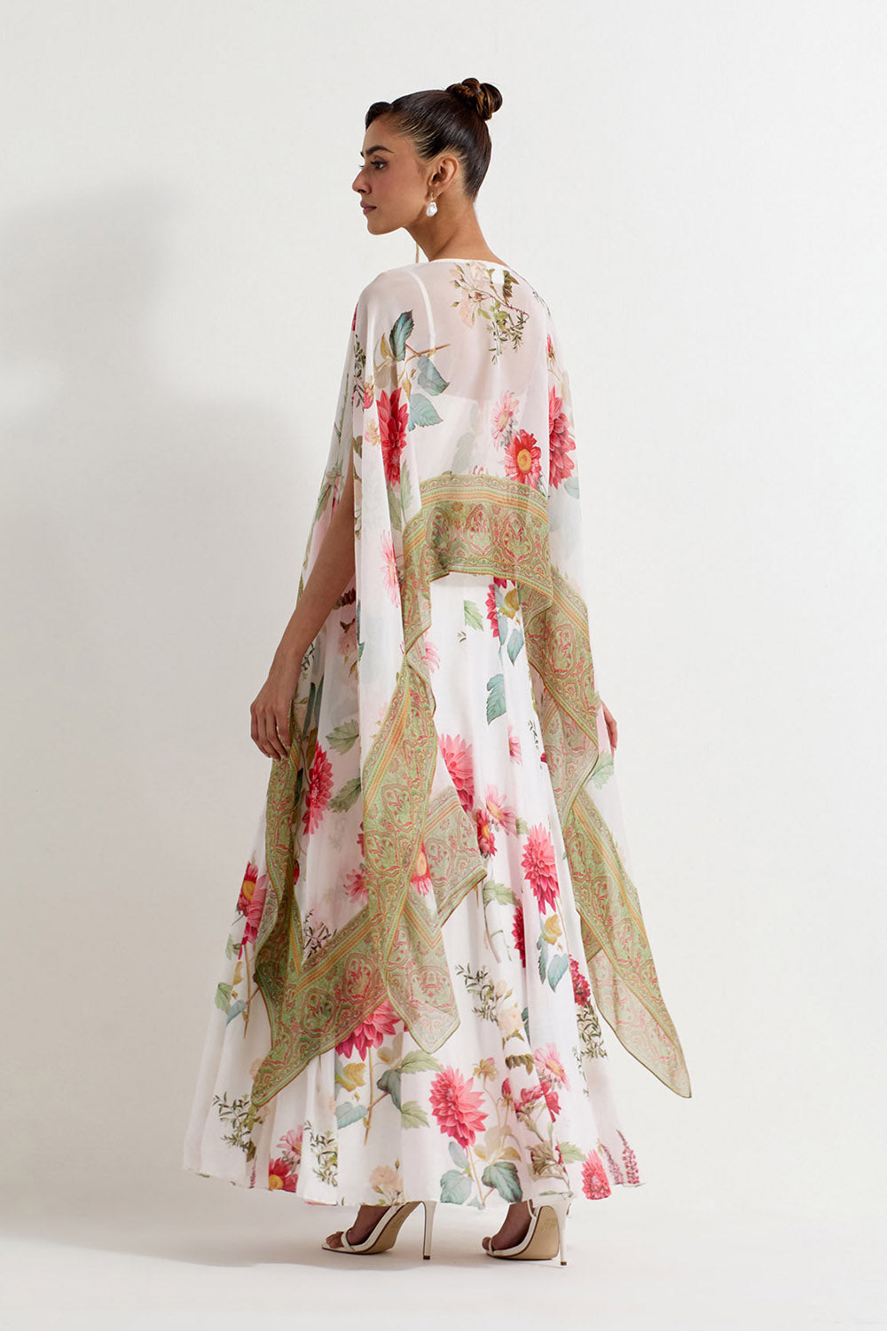Multi Colour Organza Cape With Dress