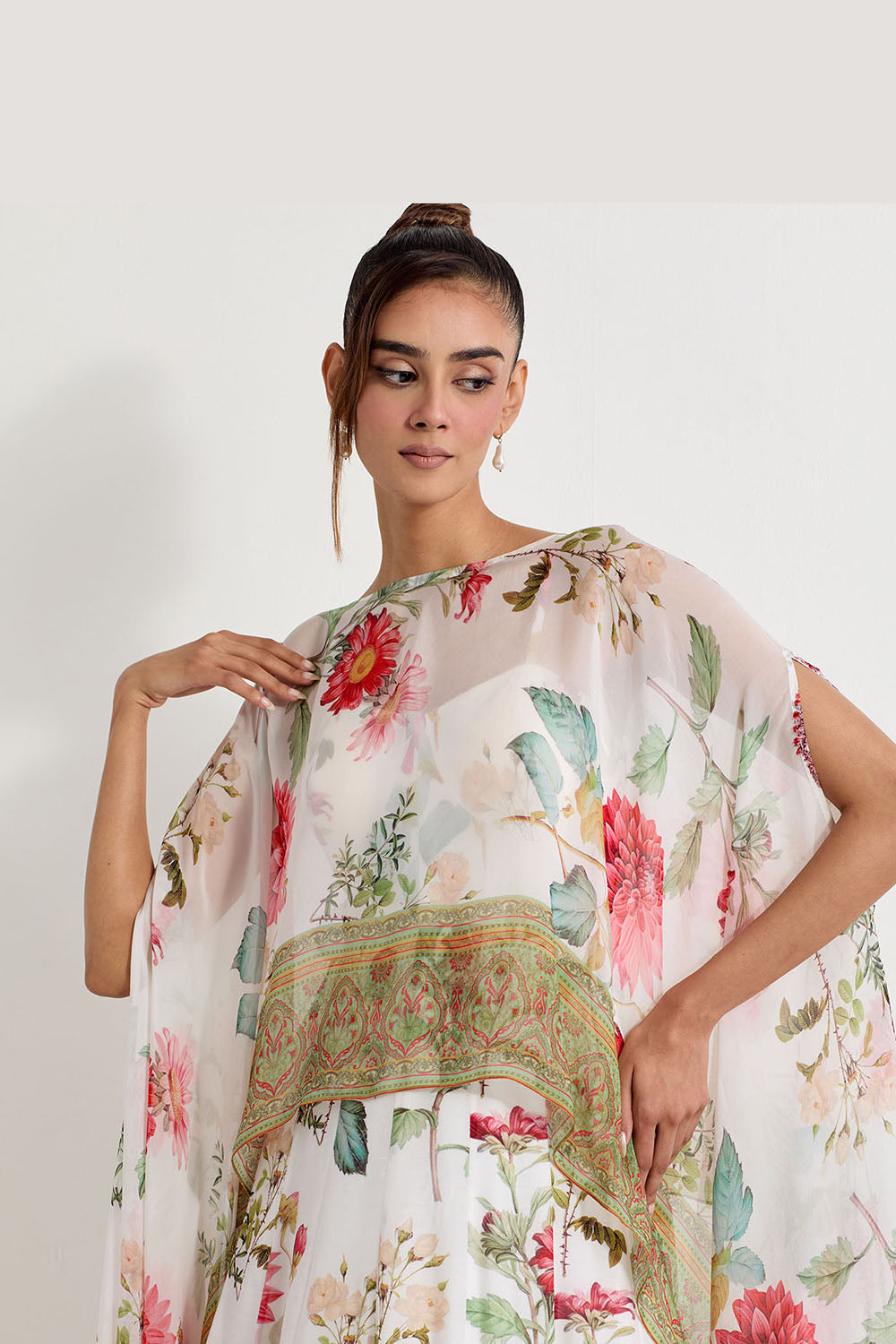 Multi Colour Organza Cape With Dress
