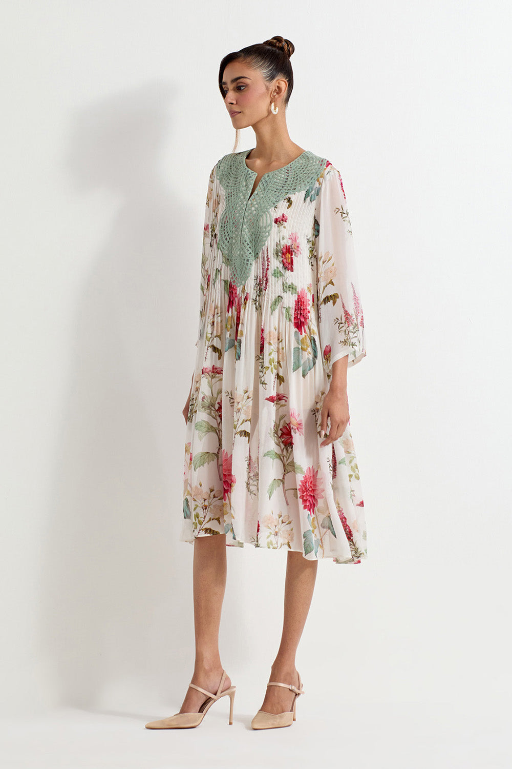 Multi Colour Printed Gerogette Dress