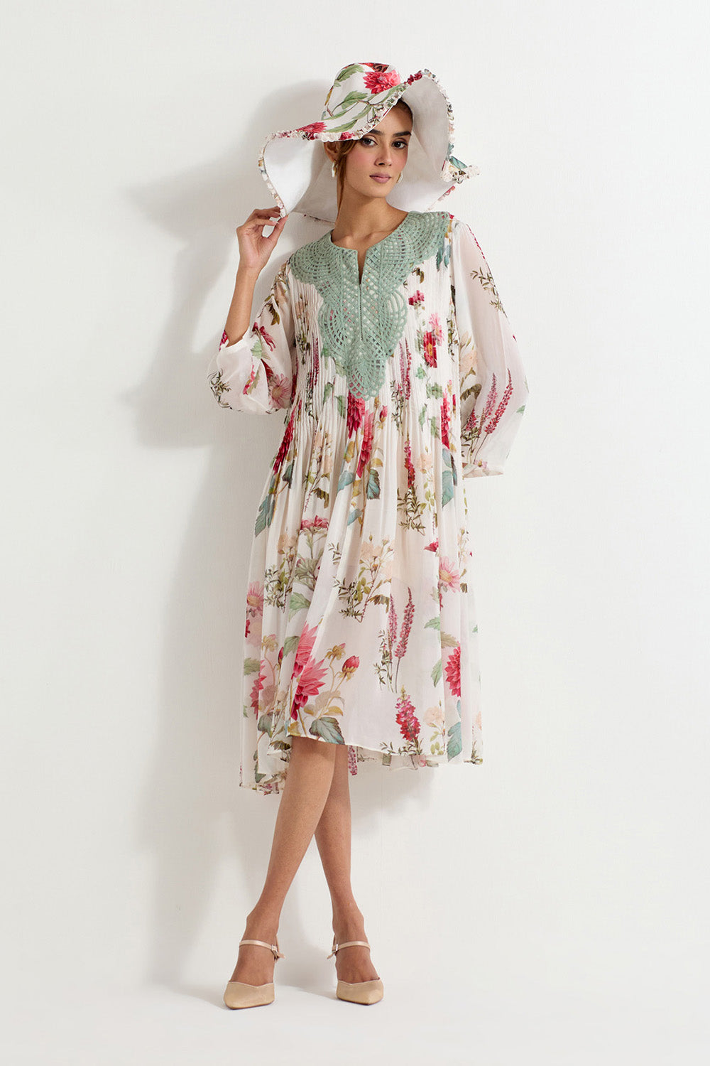 Multi Colour Printed Gerogette Dress