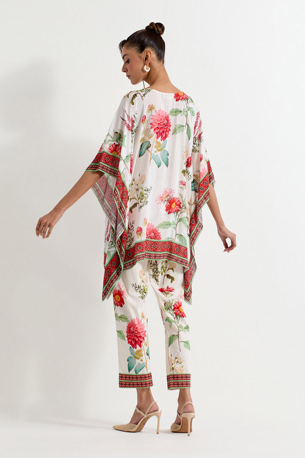Multi Colour Rayon With Stretch Lycra Poncho With Pants