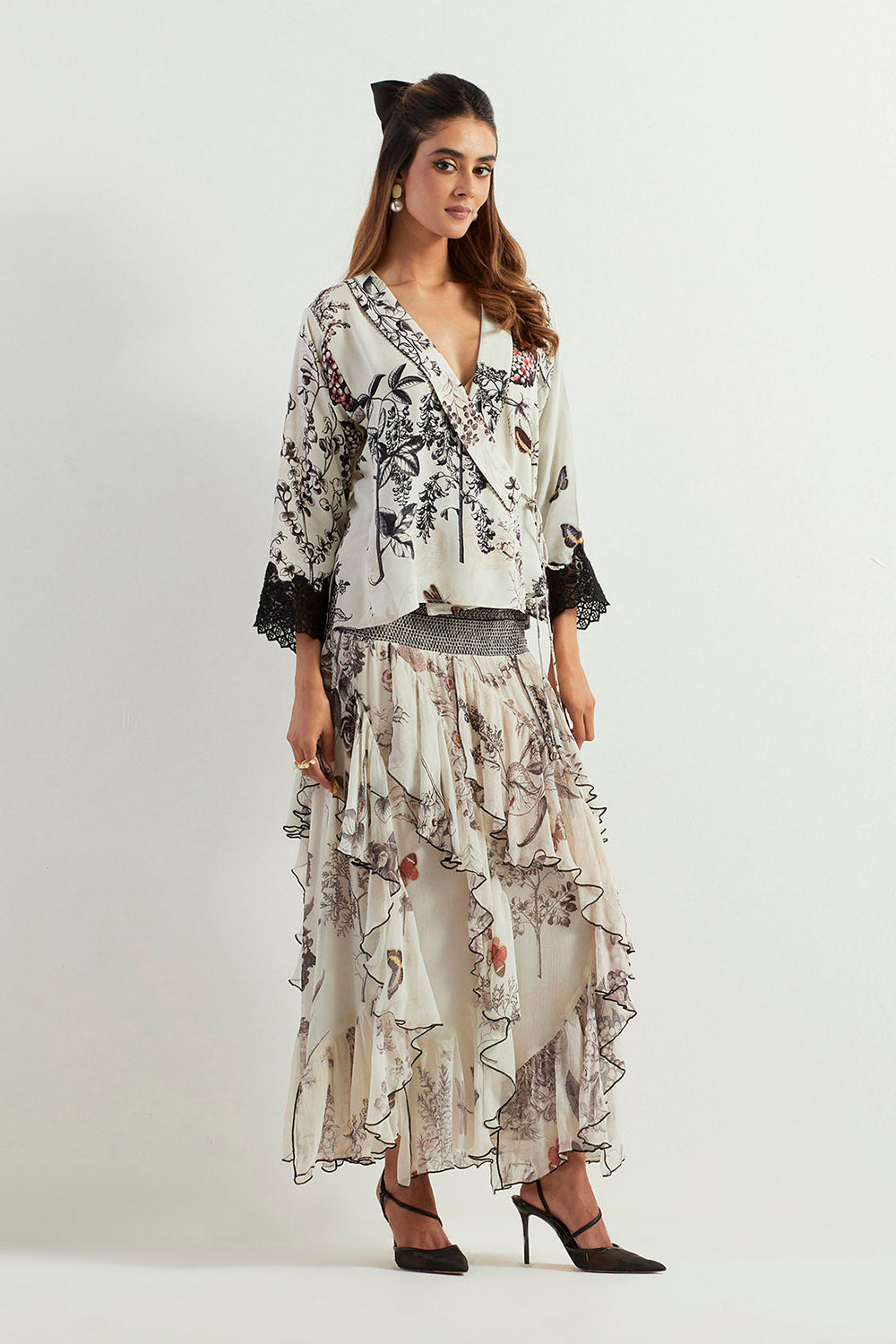 Multi Colour Wrap Top  With Skirt