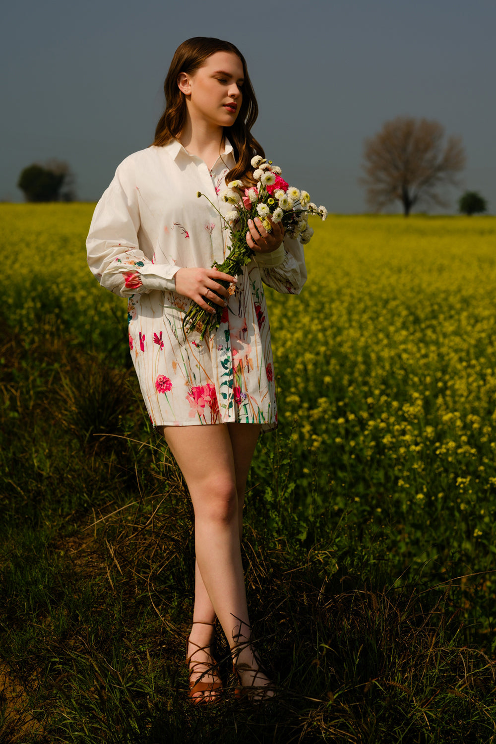 Multi Flower Meadow Long Shirt