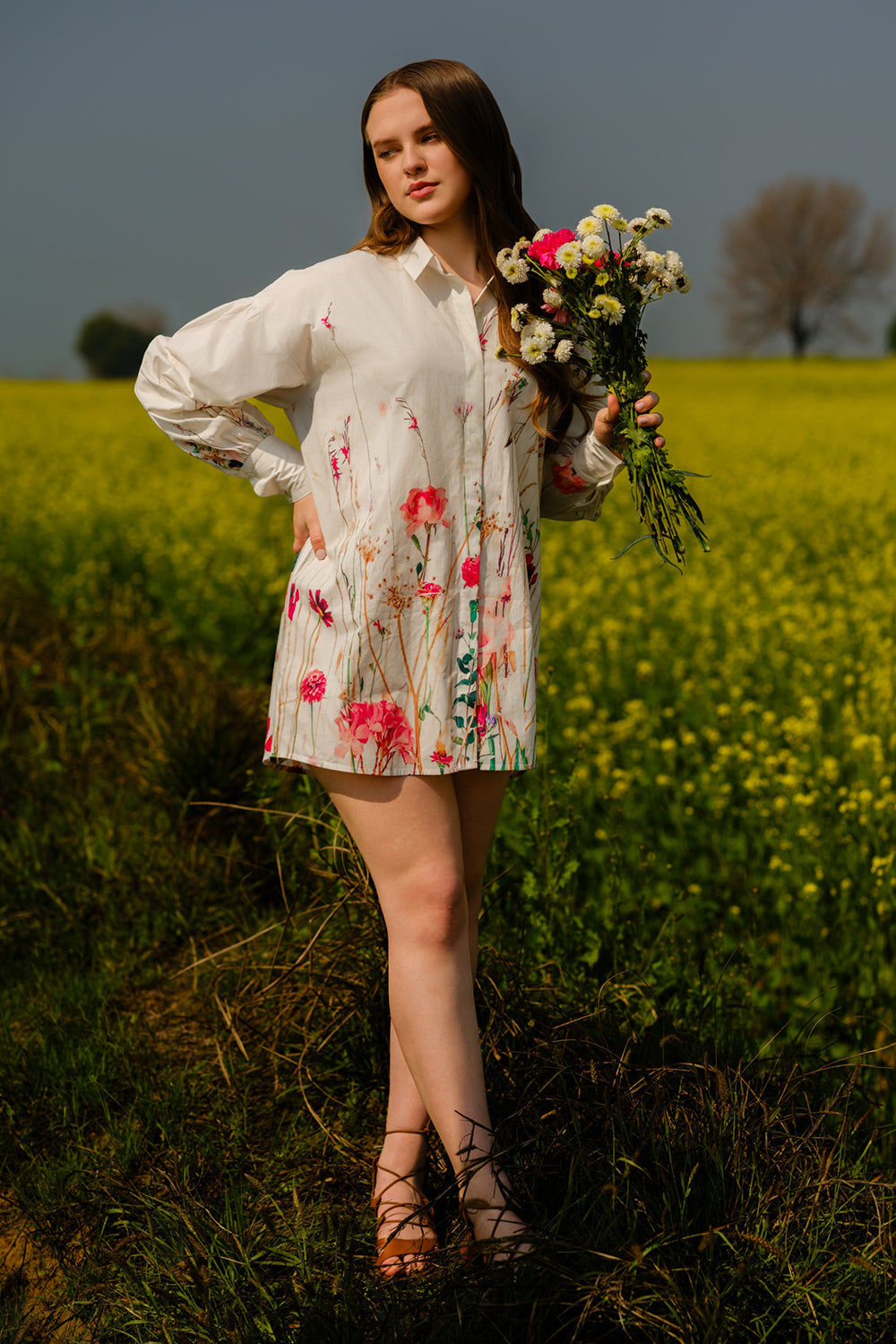 Multi Flower Meadow Long Shirt