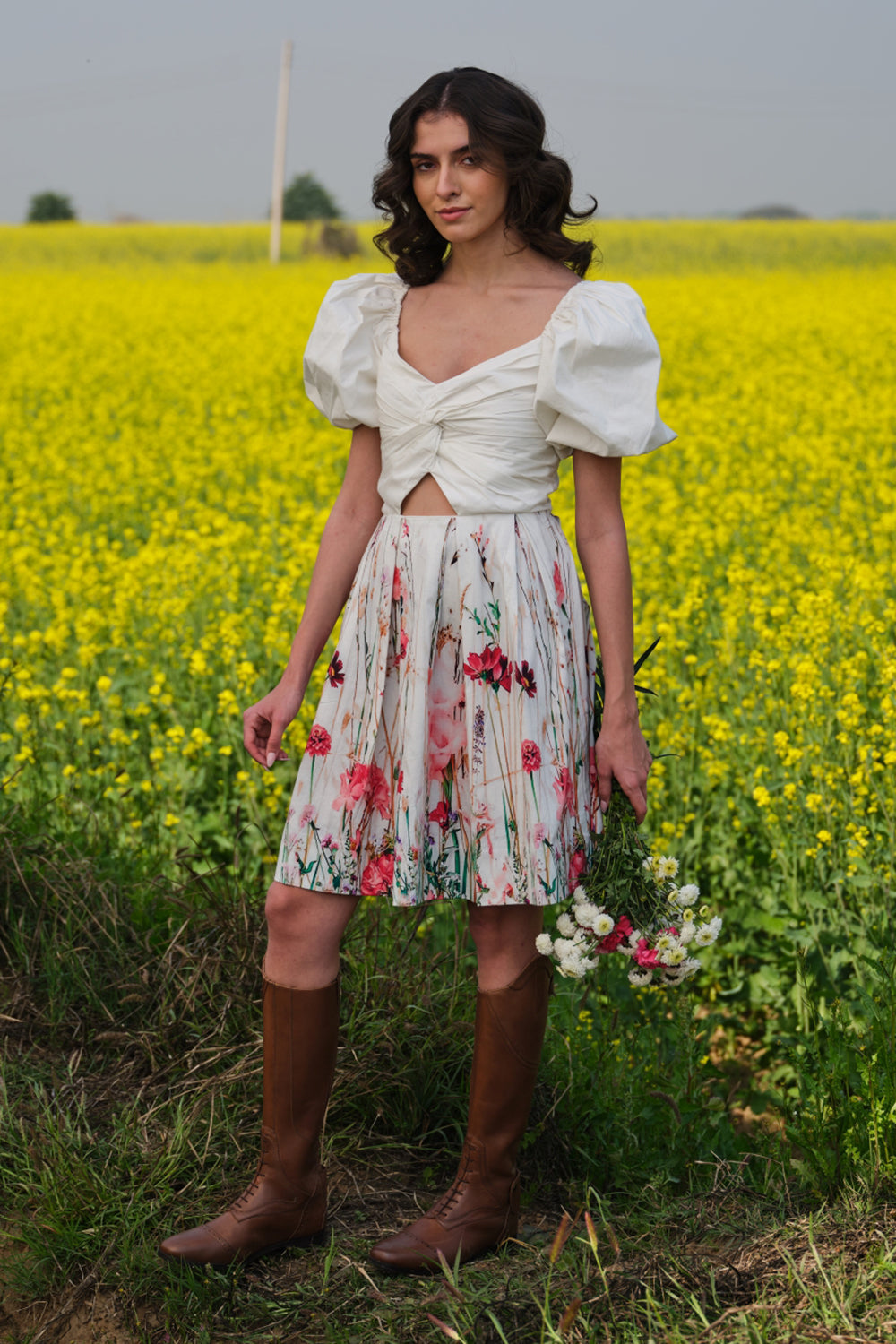 Multi Flower Meadow Short Dress