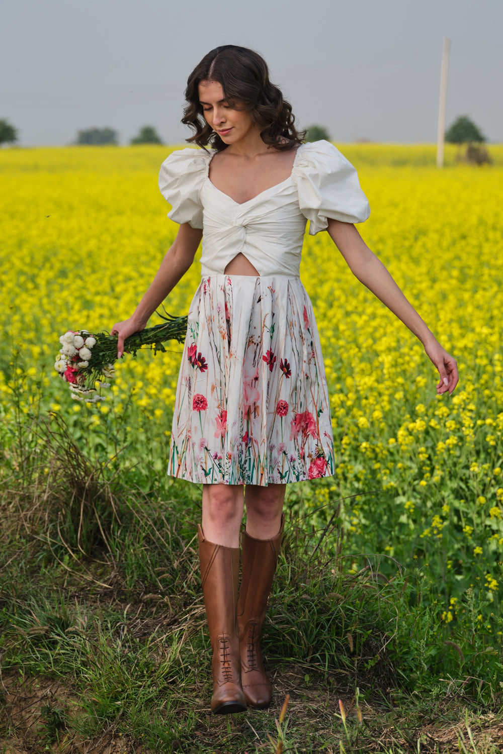Multi Flower Meadow Short Dress
