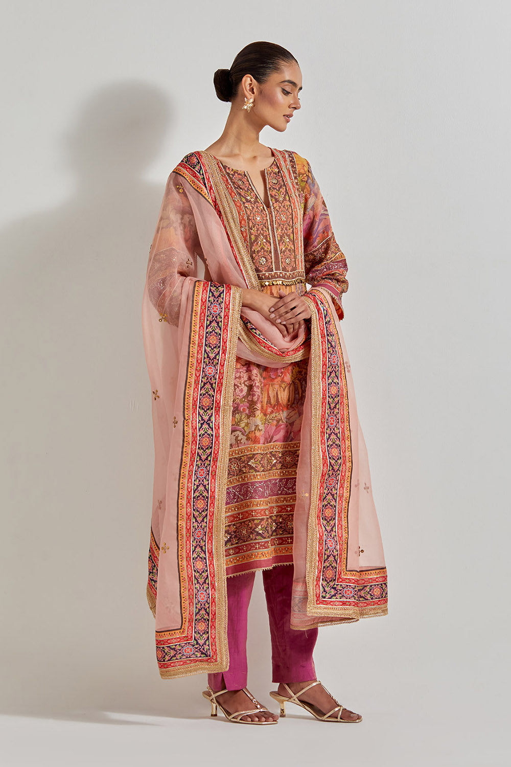 Multicolour Florika Printed And Hand Embellished Kurta Set
