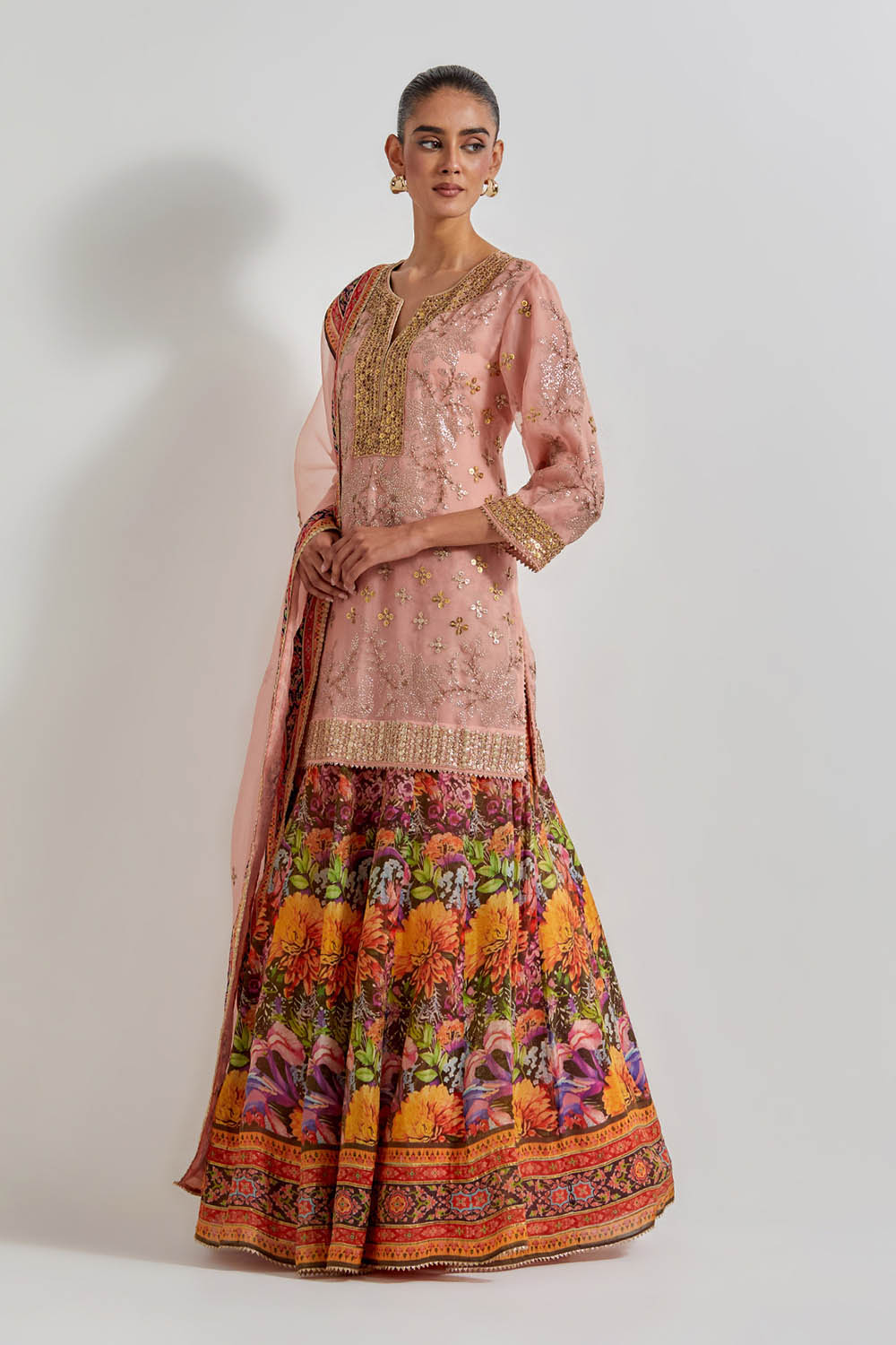 Multicolour Florika Printed And Hand Embellished Sharara Set