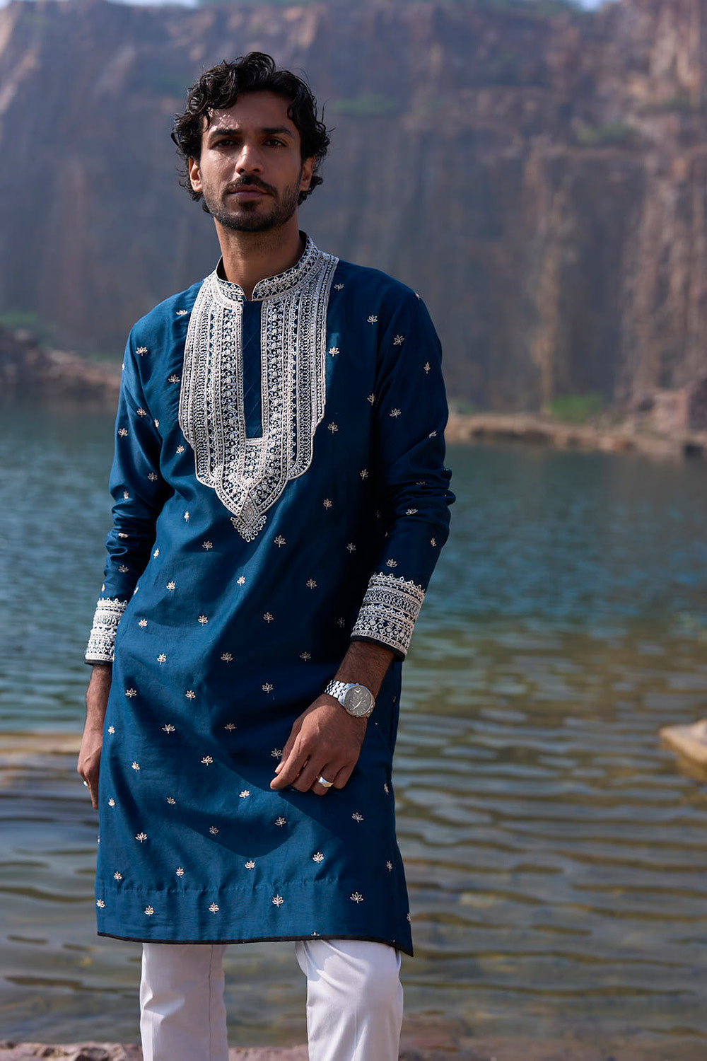 Navy Lotus Butties Kurta Set