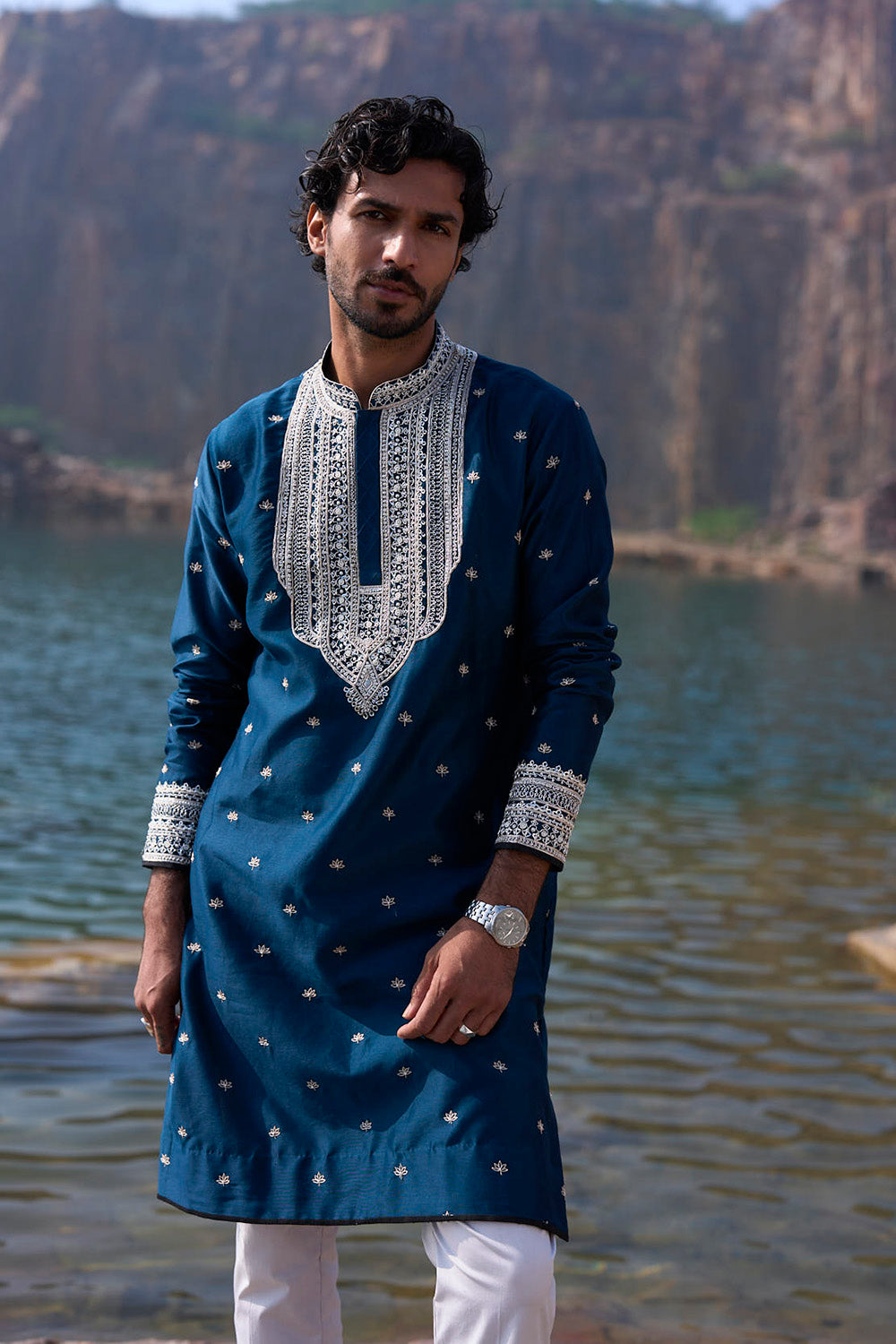 Navy Lotus Butties Kurta Set