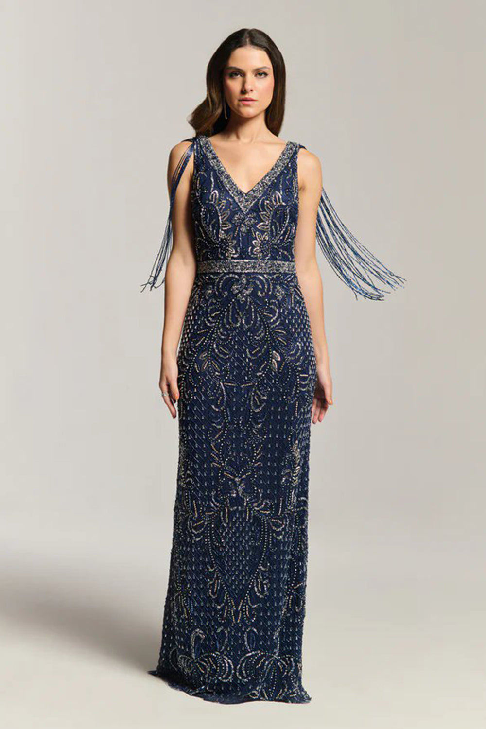 Navy Luxe Check Dress