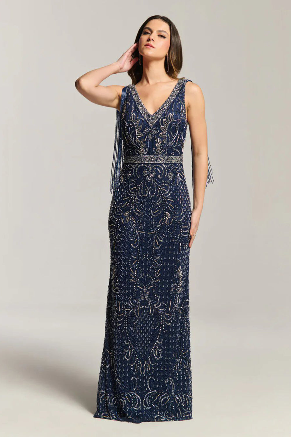 Navy Luxe Check Dress