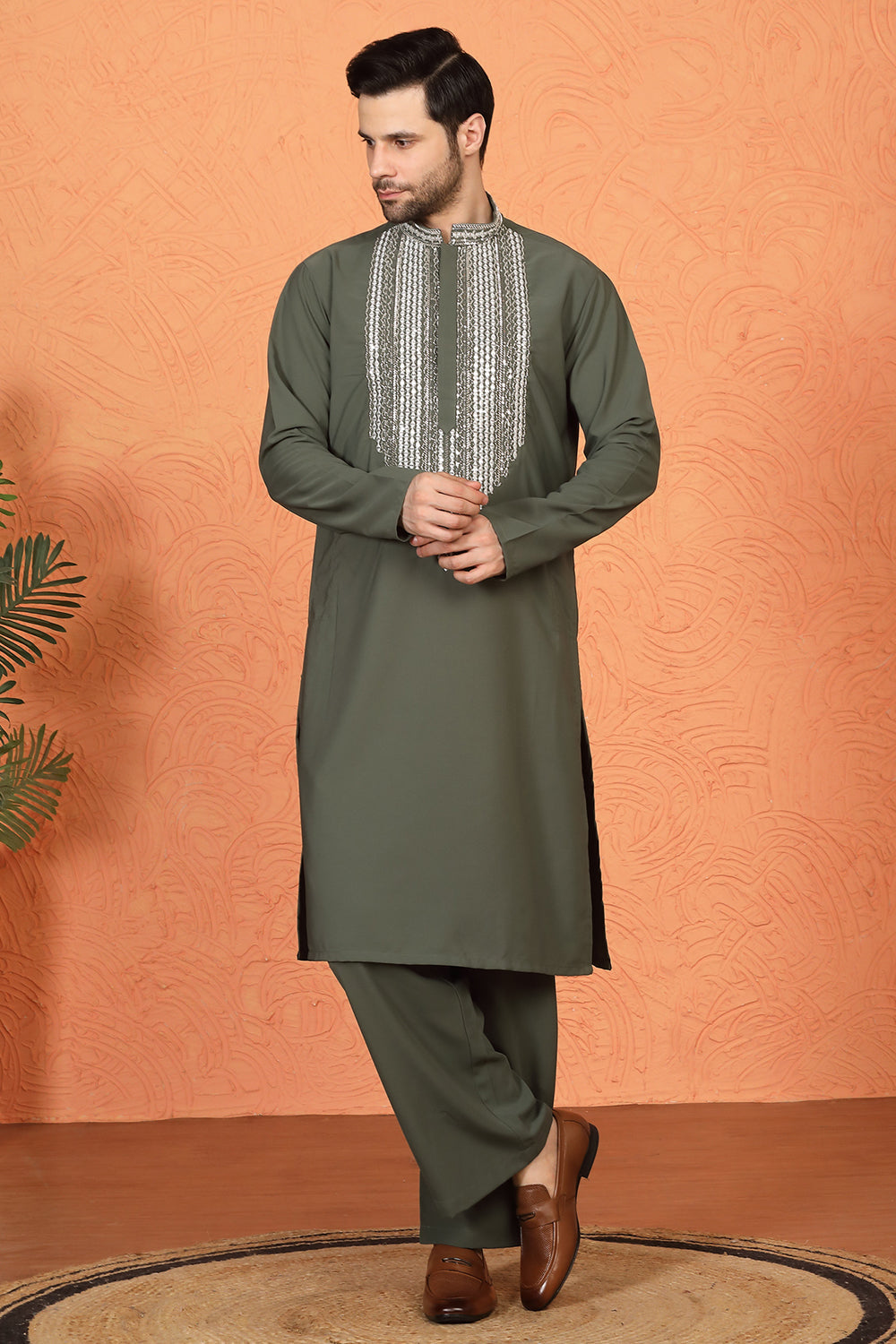 Nawaaz  Embroidered Kurta with Loose Fit Parallel Matching  Pants