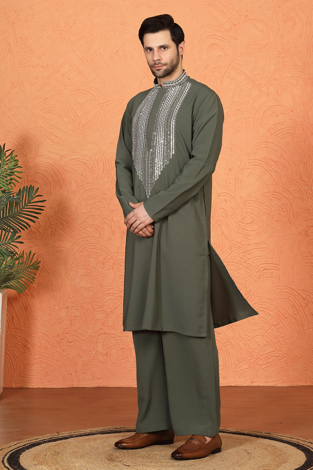 Nawaaz  Embroidered Kurta with Loose Fit Parallel Matching  Pants