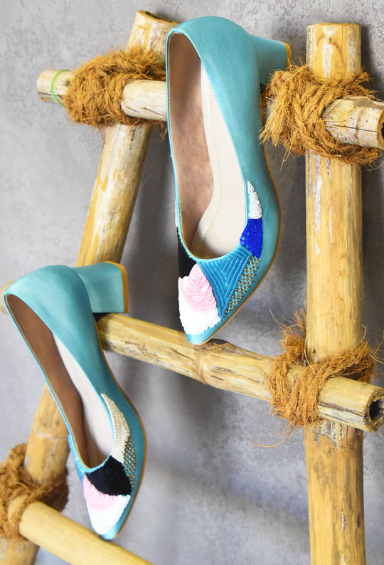 Questa Block Heels - Bright Blue