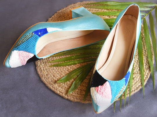 Questa Block Heels - Bright Blue
